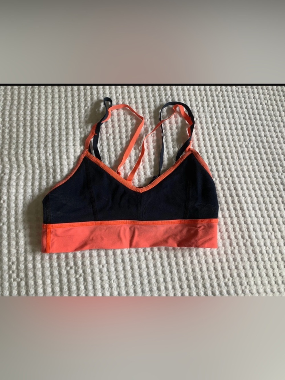 lululemon athletica Navy and Coral Strappy Sports Bra Size 6
